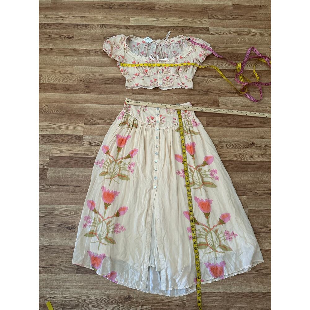 Free People Easy to Love 2 Piece Multicolor Floral  Maxi Skirt Set Size L - NWT - Picture 5 of 8